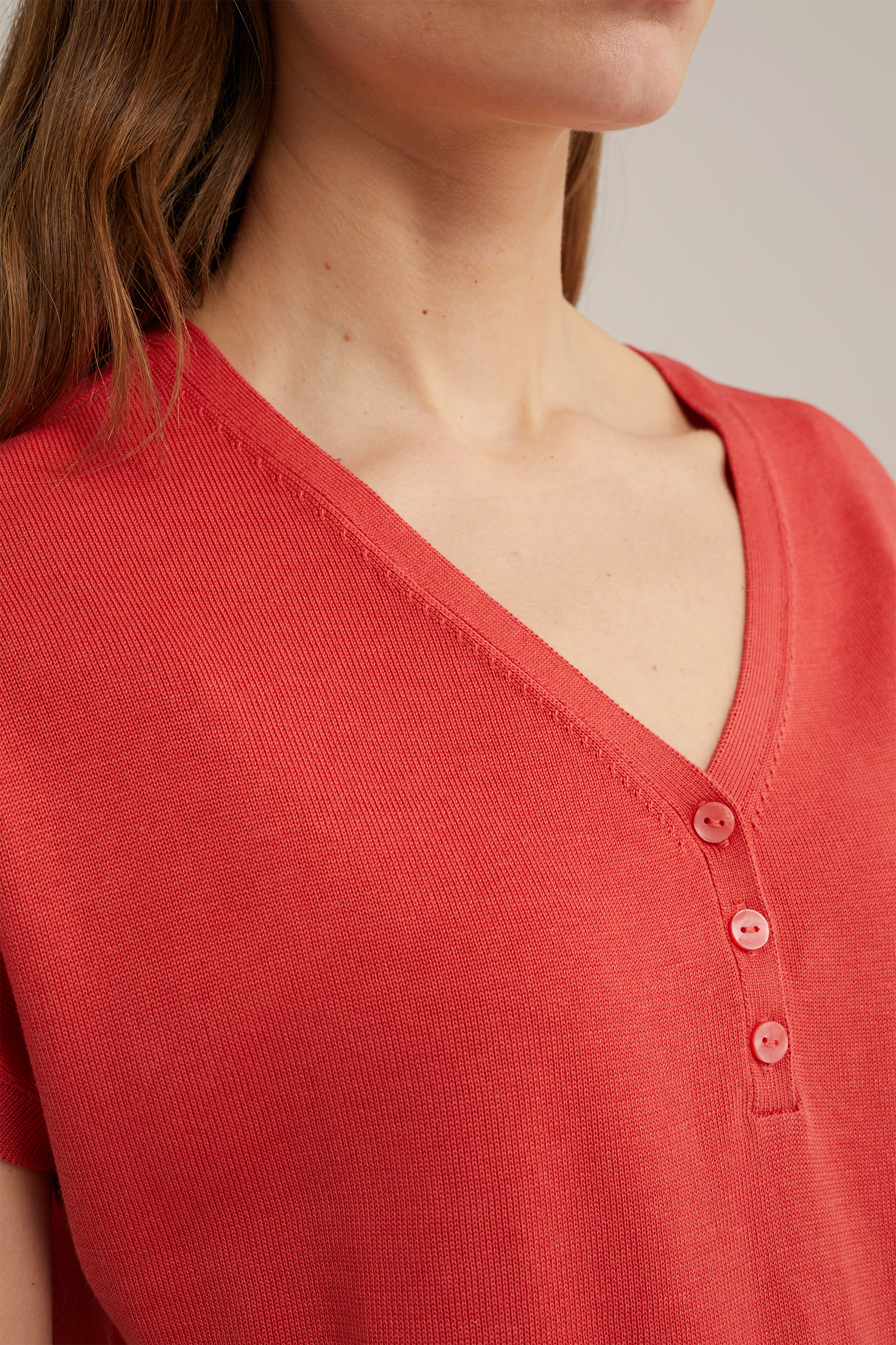 top met V-hals WE Fashion Donkerrood