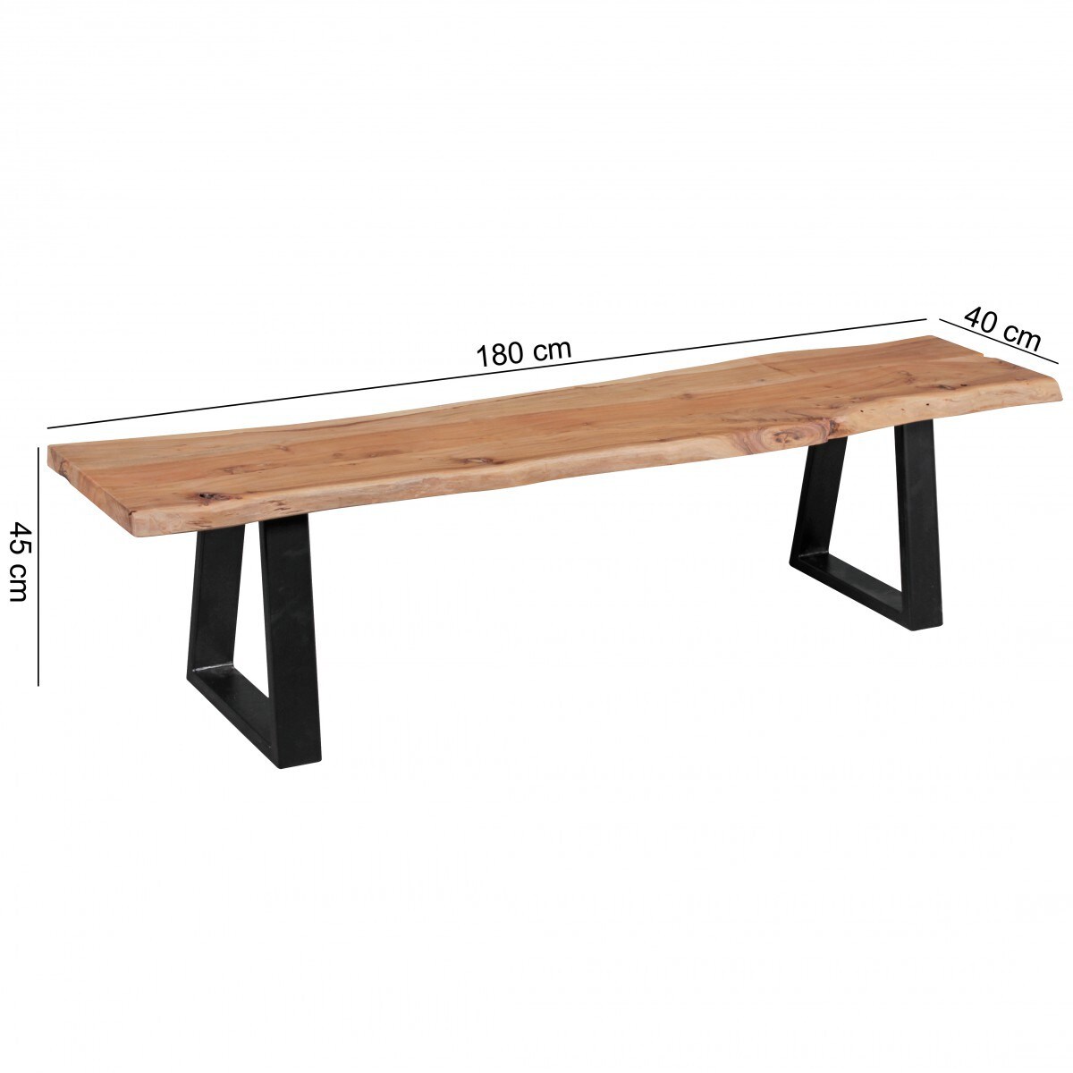 FineBuy Esszimmerbank Massiv Holzbank Baumkante Essbank Holz 180 cm Küchenbank