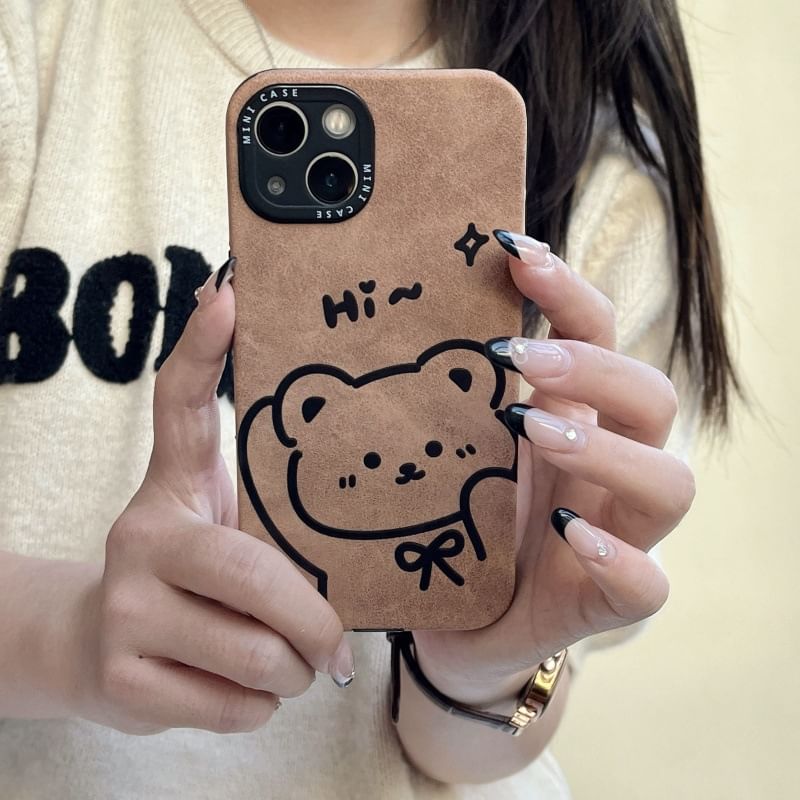 Fonekase - Bear telefoonhoesje - iPhone 16 Pro Max / 16 Pro / 16 Plus / 16 / 15 Pro Max / 15 Pro / 15 Plus / 15 / 14 Pro Max / 14 Pro / 14 Plus / 14 / 13 Pro Max / 13 Pro / 13 / 13 Mini