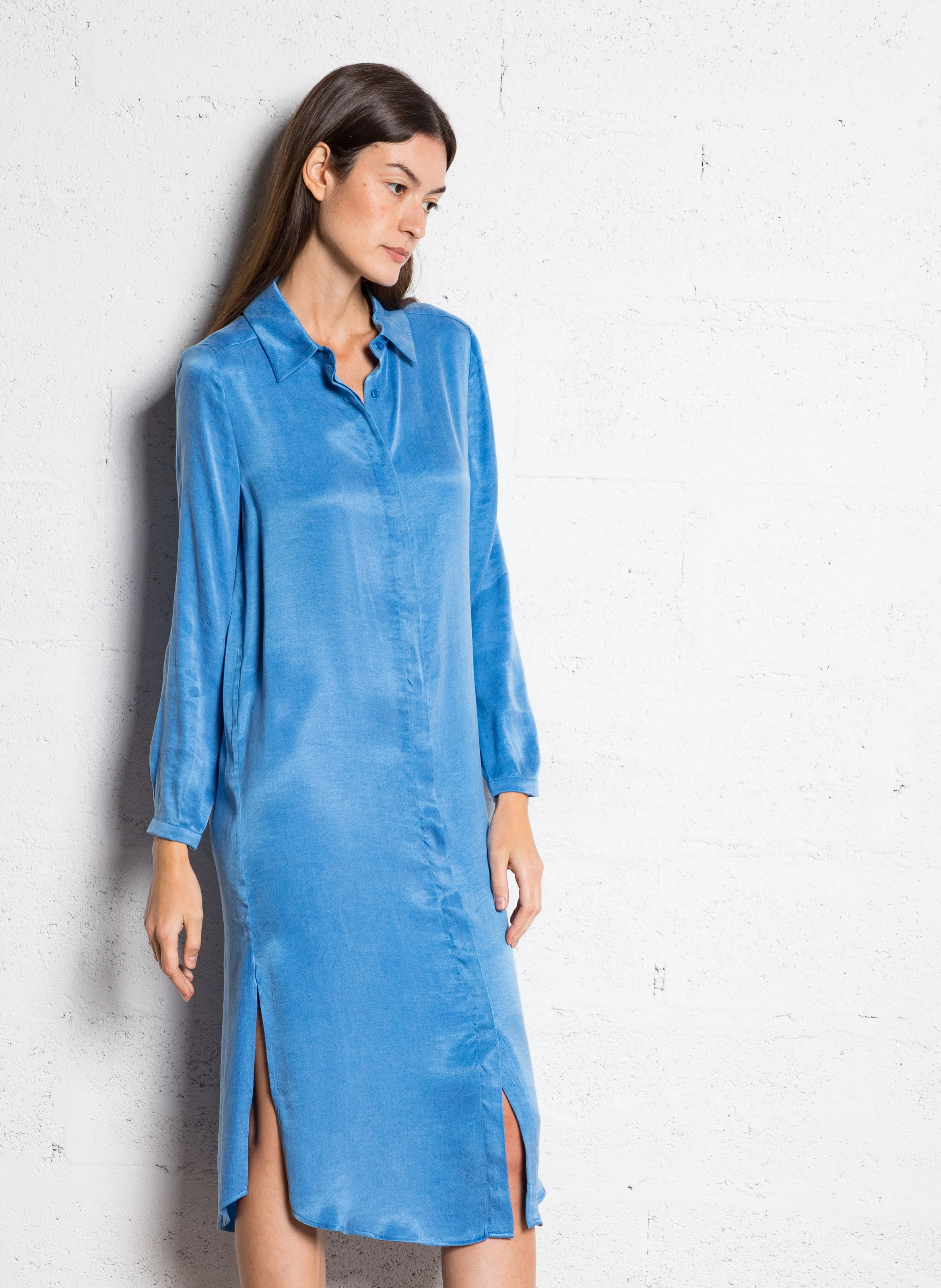 COREY - Robe longue col classique | Violet