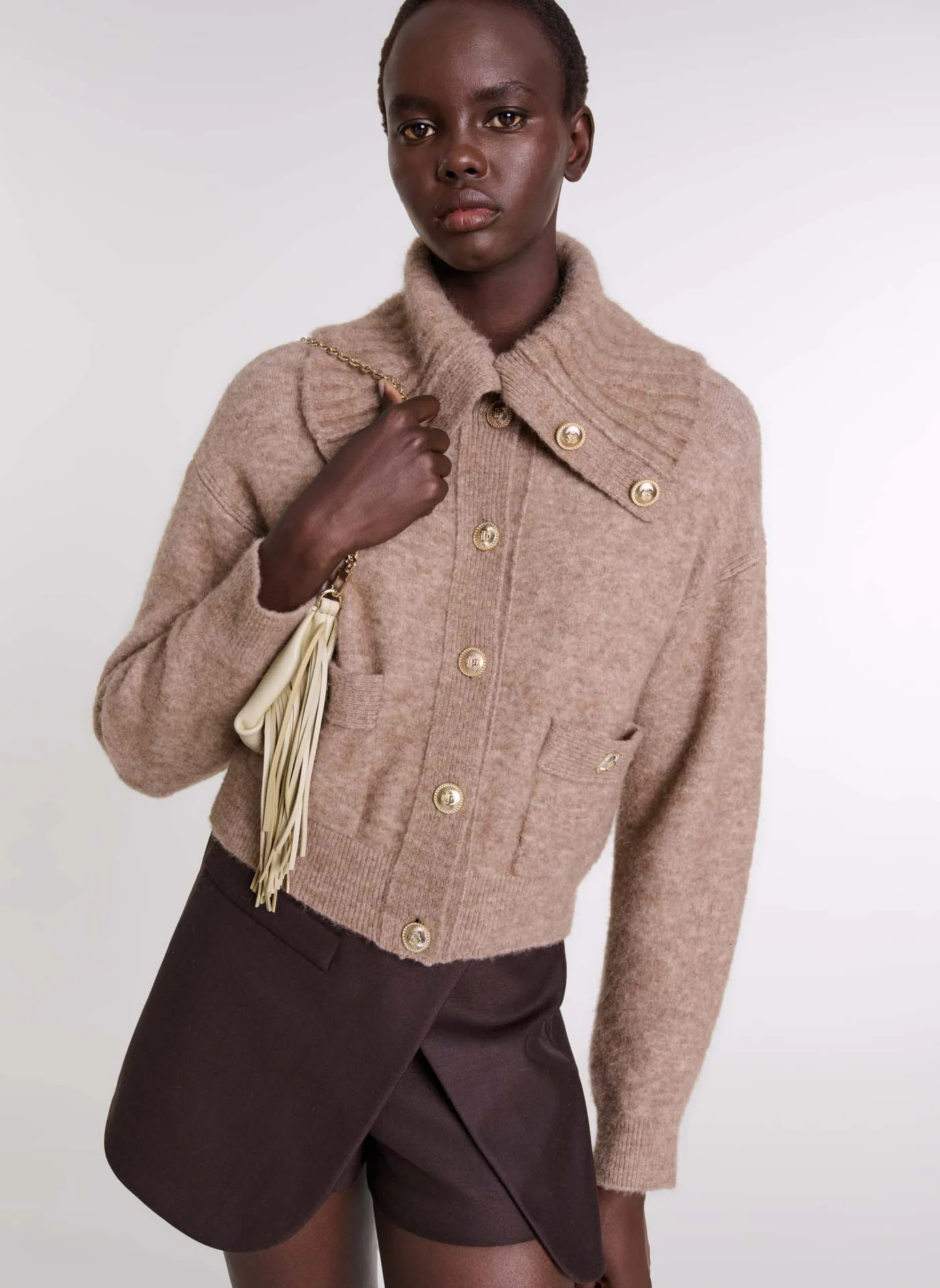 Cardigan en laine mélangée | Marron