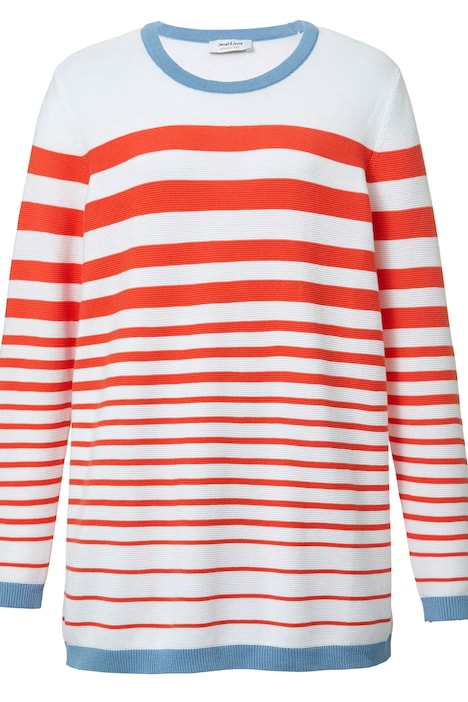 Long-Pullover, Straight Fit, Ringelmuster, Rundhals, Langarm