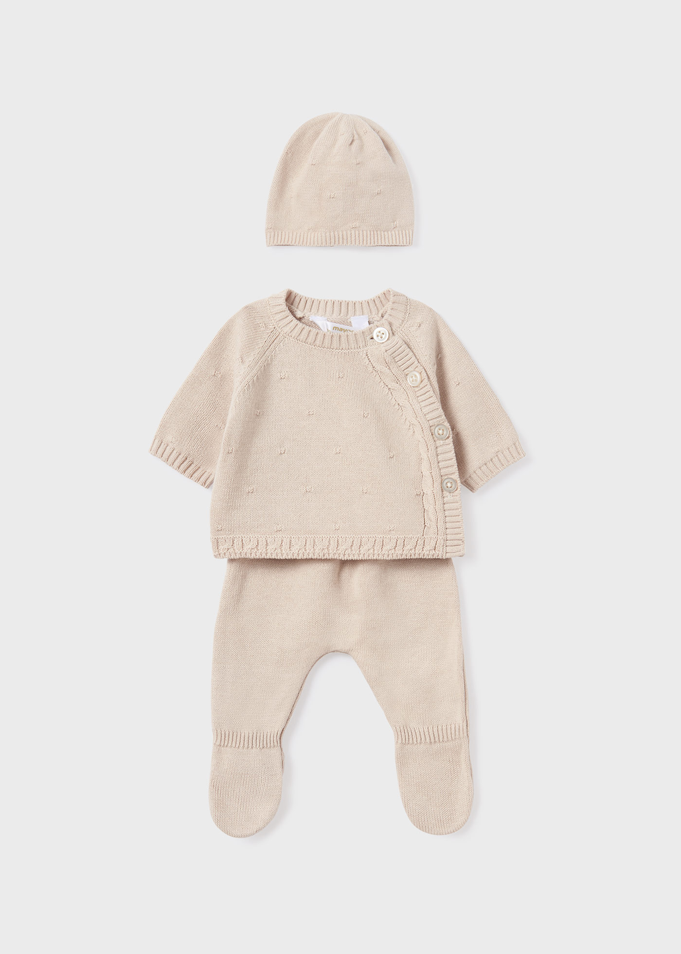 Conjunto de 3 peças de malha de algodão orgânico para bebê