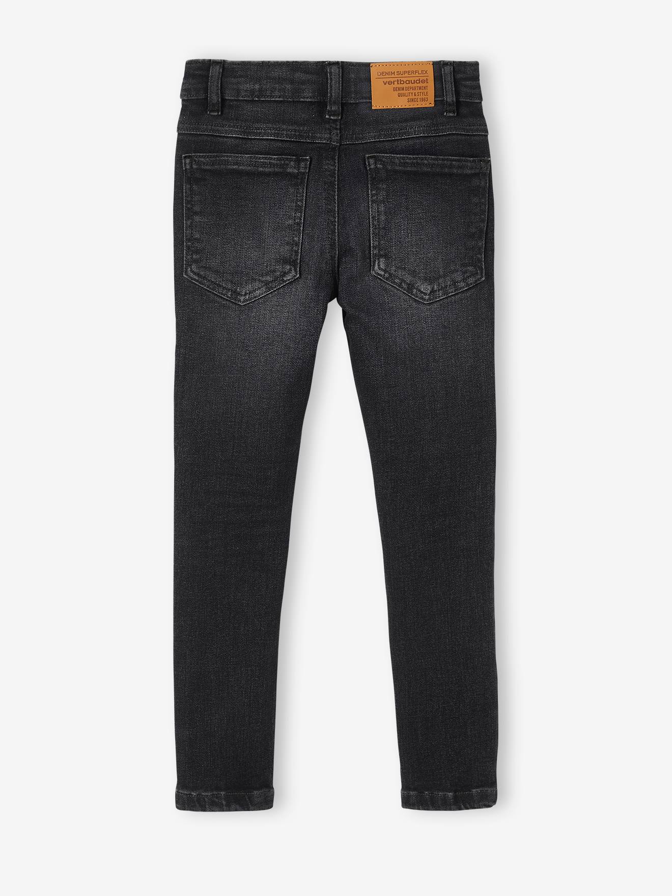 Calça jeans Slim Superflex com efeito desgastado, para meninos, azul escuro liso