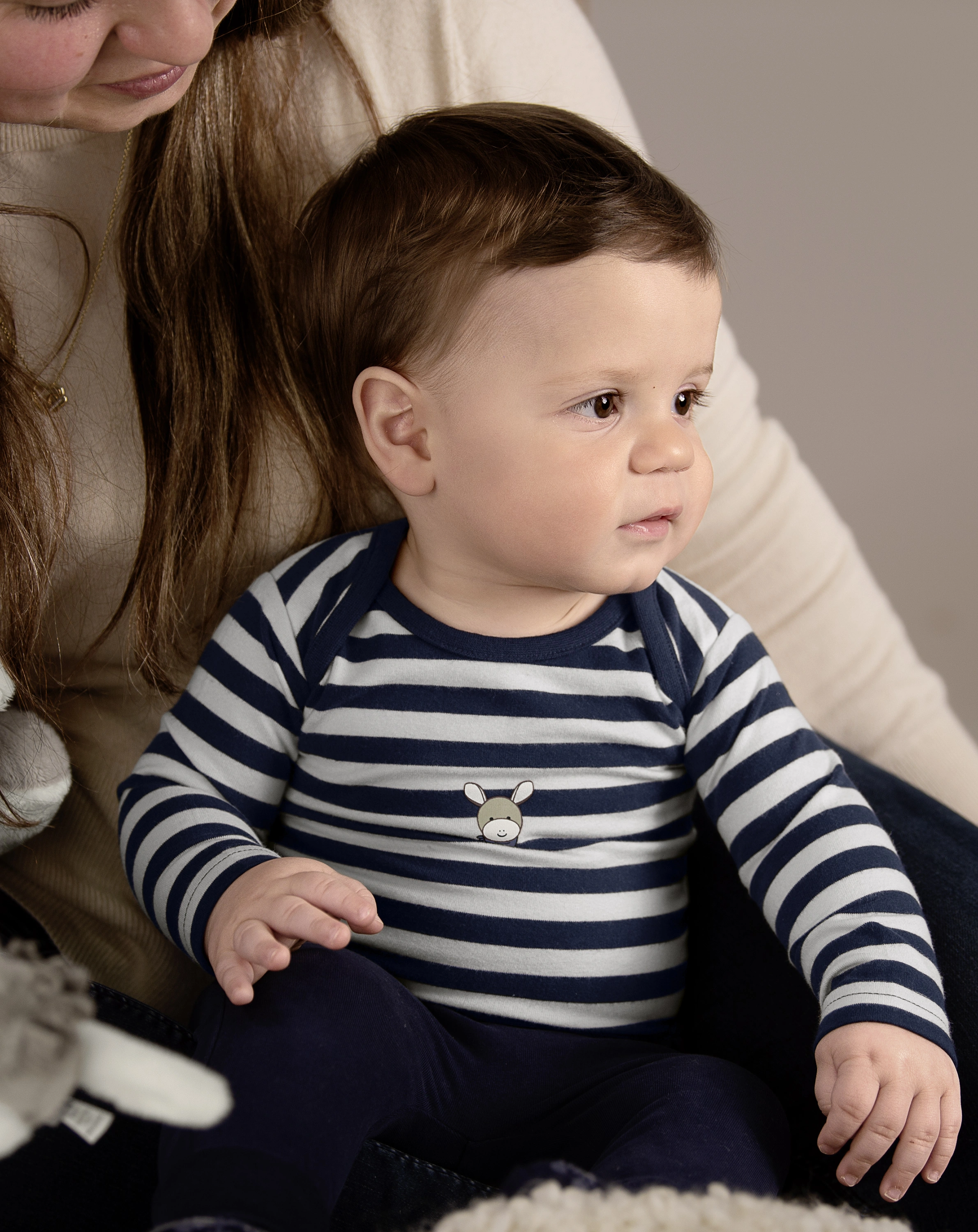 Langarmbody EMMI gestreift in marine