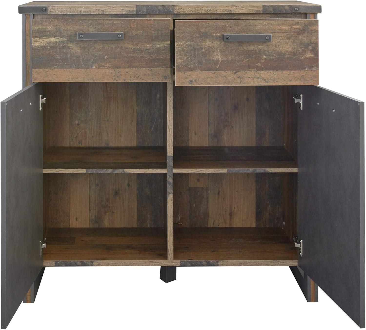 trendteam smart living - Prime - Kommode - Alteiche/Matera - Wohnzimmerschrank mit 4 Fächern und 2 Schubladen - (BxHxT) 119 x 110 x 42 cm - Industrial Style