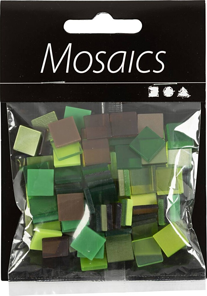 Minimosaik - Str. 10X10 MM - Tykkelse 2 MM - Grøn Glitter - 25 G
