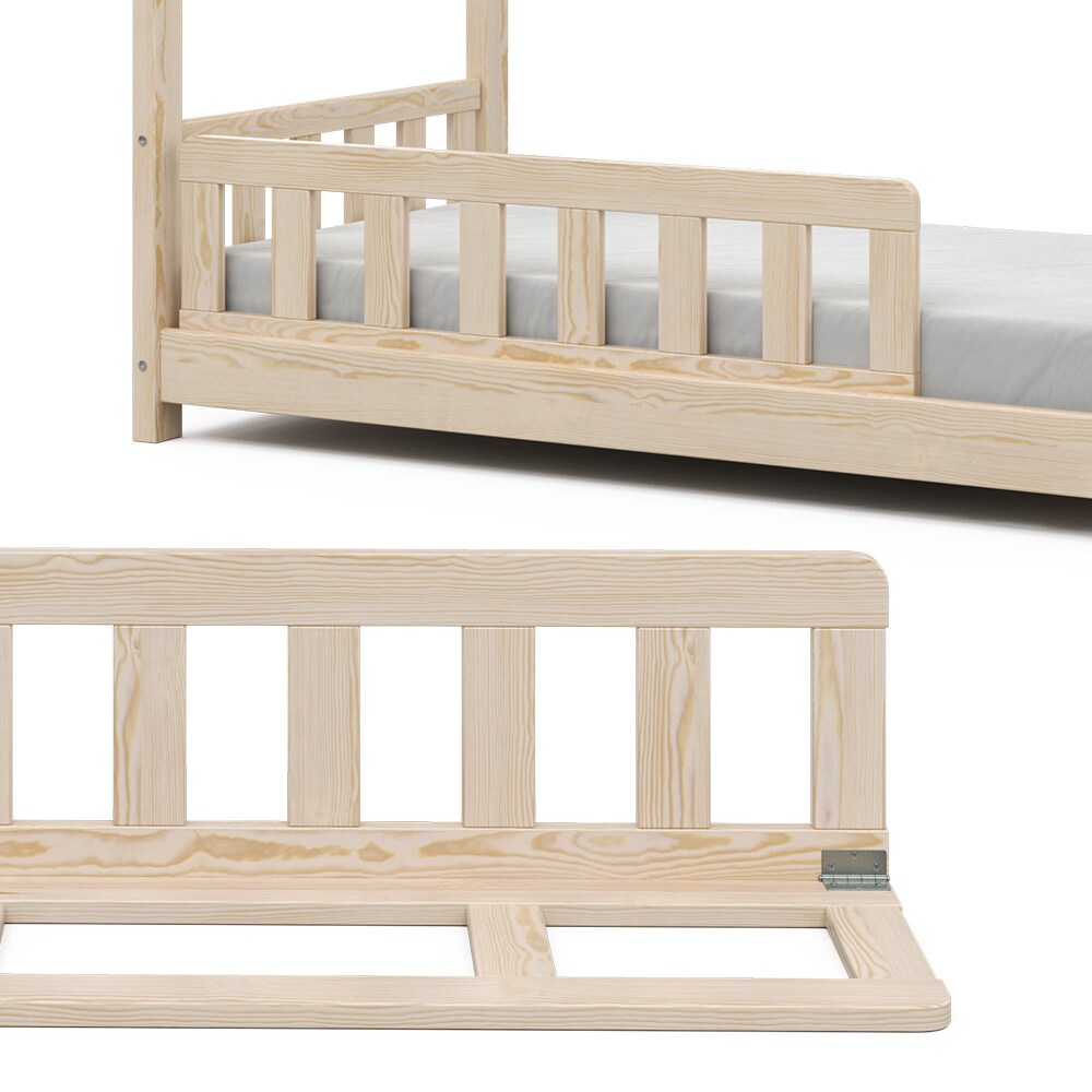 VitaliSpa Rausfallschutz für Kinderbett Bettschutzgitter Bettgitter 120cm Natur