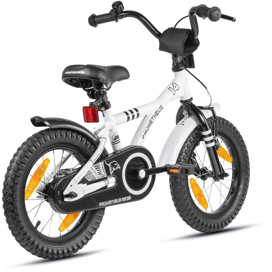 PROMETHEUS BICYCLES® Kinderfahrrad 14, Weiß-Schwarz mit Stützrädern