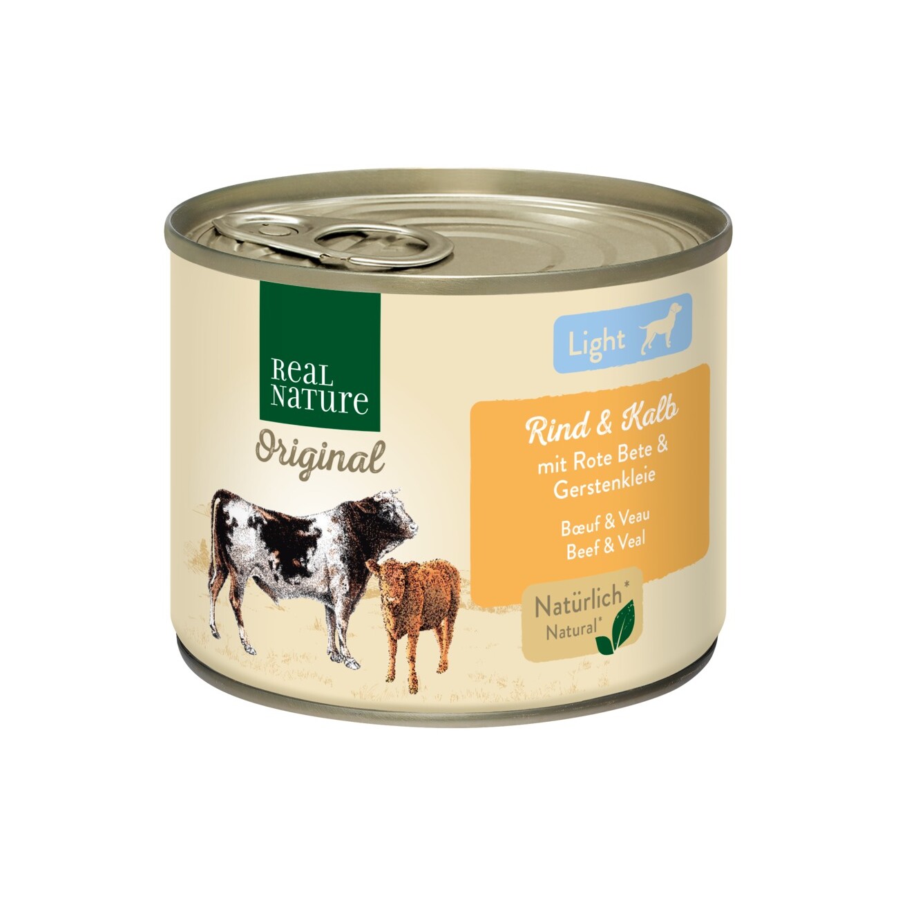 REAL NATURE Light Nassfutter Hund, Adult, Rind und Kalb 6x200 g