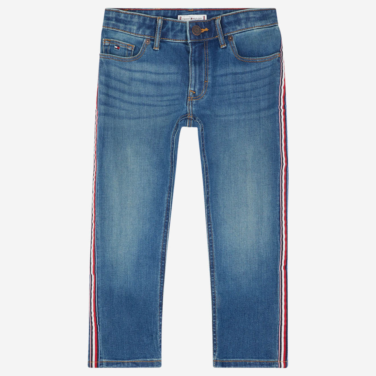 Tommy Hilfiger Jean droit à bande sur le côté bleu