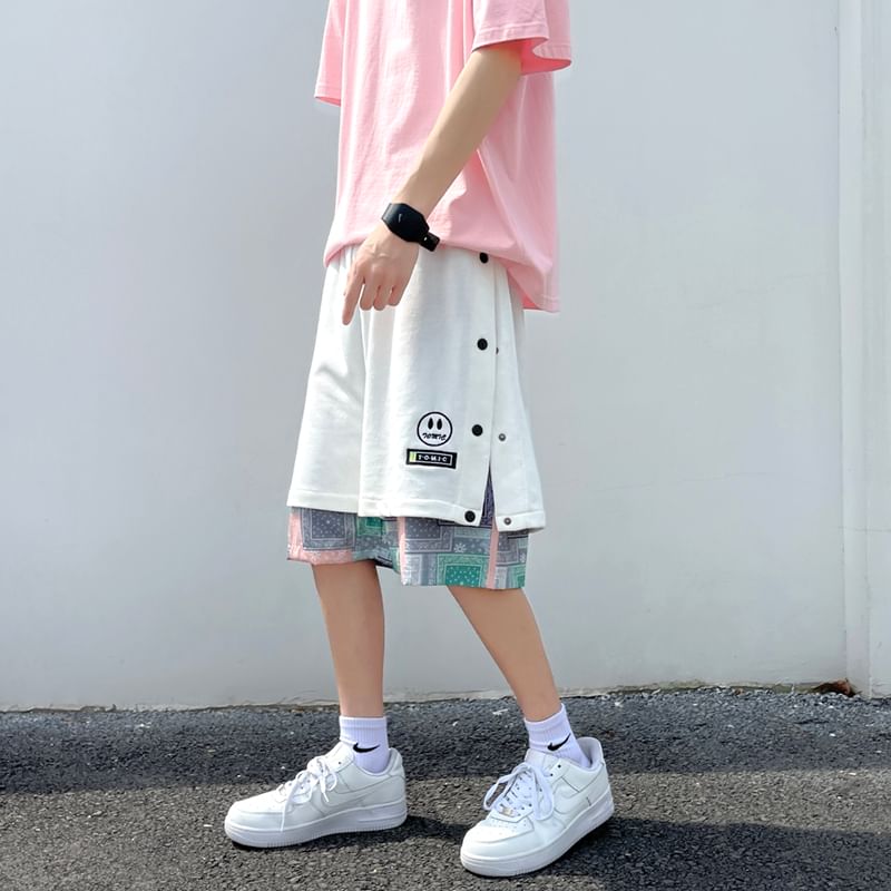 Priam - Mid Rise Paisley Print Mock Two-Piece Shorts