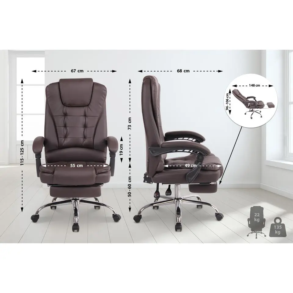CLP Bureaustoel Oxygen chroom Frame - Kunstleer - bruin