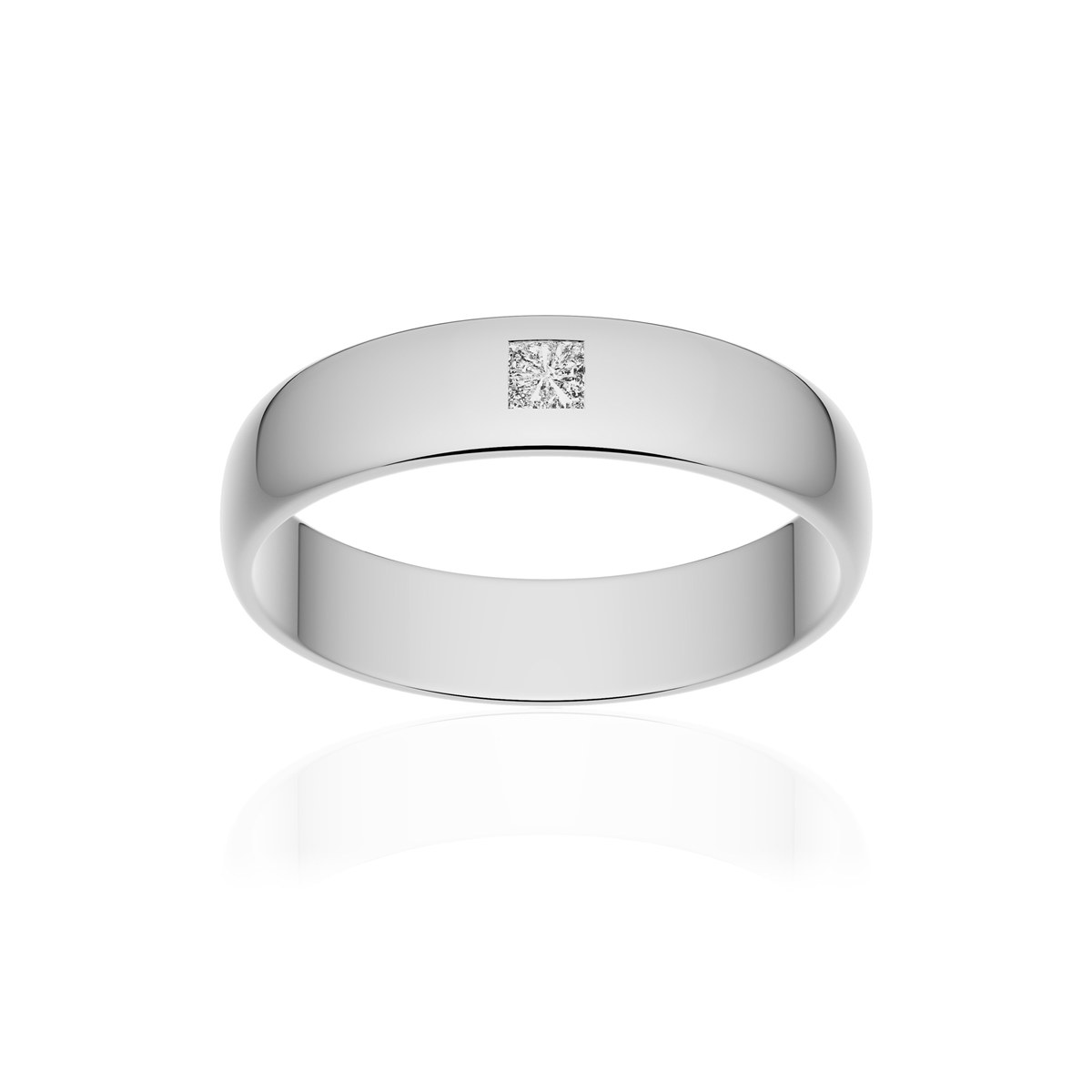 Alliance platine 950 poli demi-jonc 4,5 mm diamant princesse