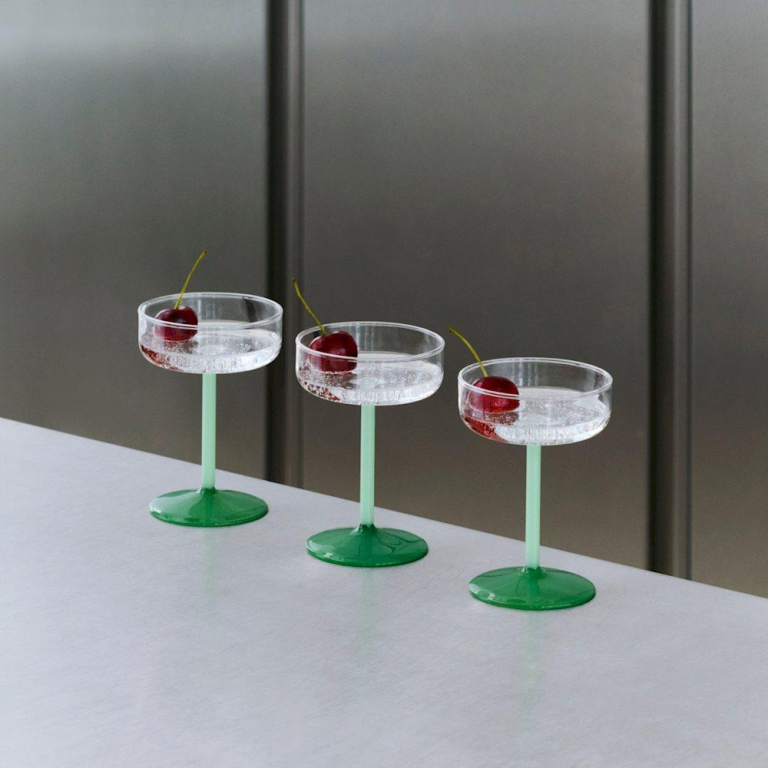 Hay  Tint Coupe champagne glas set van 2 Clear Green