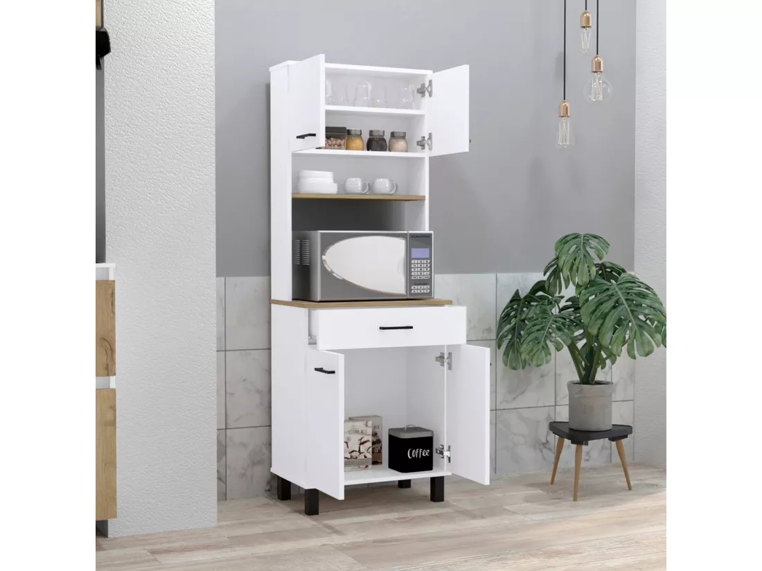 Buffet Cuisine Sideboard Z 60 avec Tiroir , 160 cm X 58 cm X 35 cm , White / Macadamia