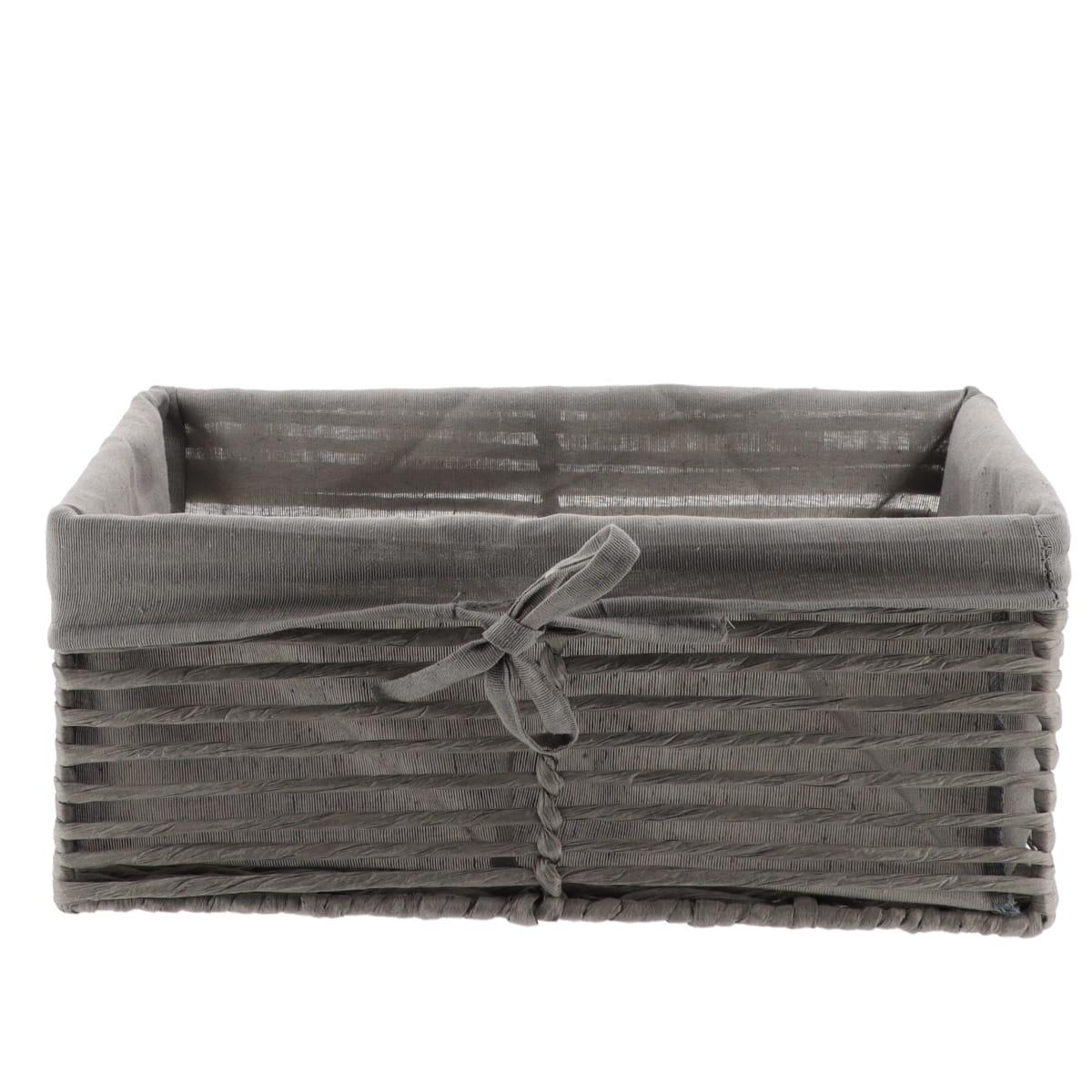 PANIERE EN PAPIER 34X23.5X14CM GRIS TISSU GRIS