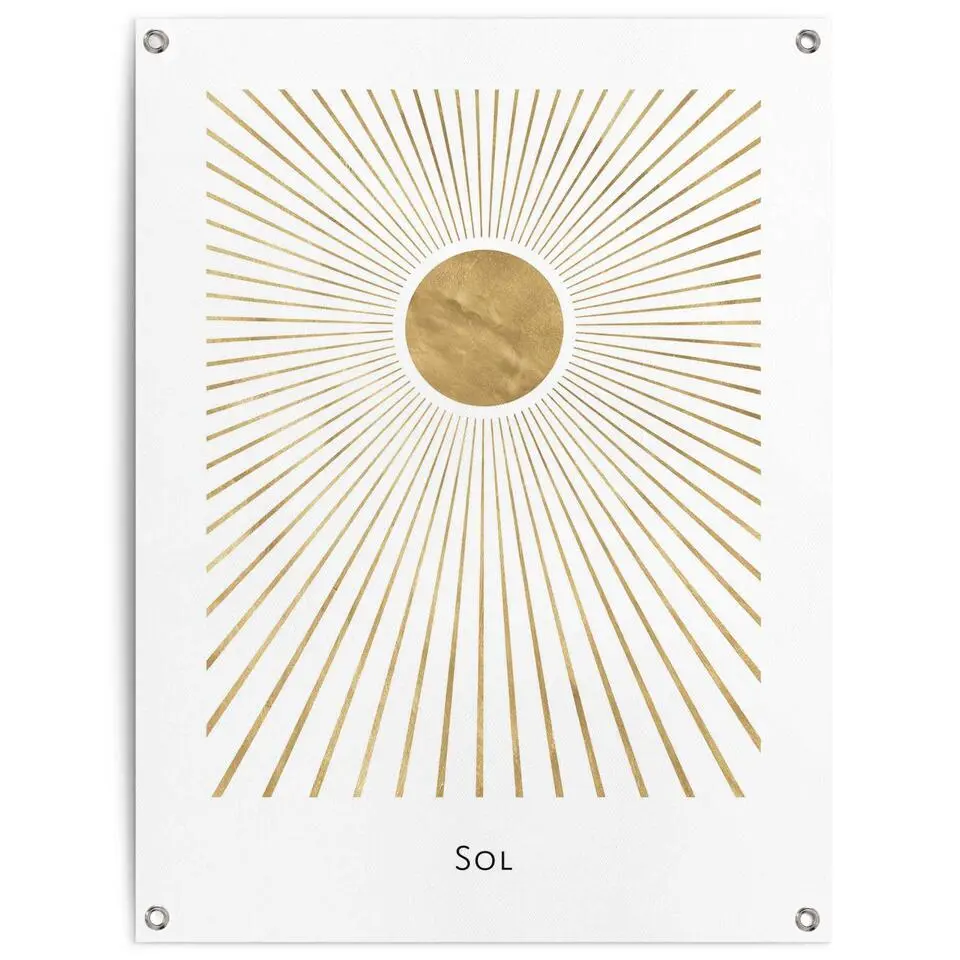 Tuinposter Zon - 80x60cm - Goudkleurig