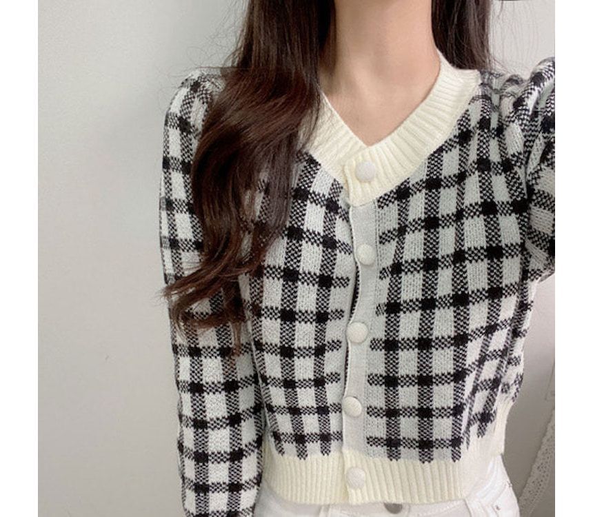 EFO - Geruite cardigan met ronde hals
