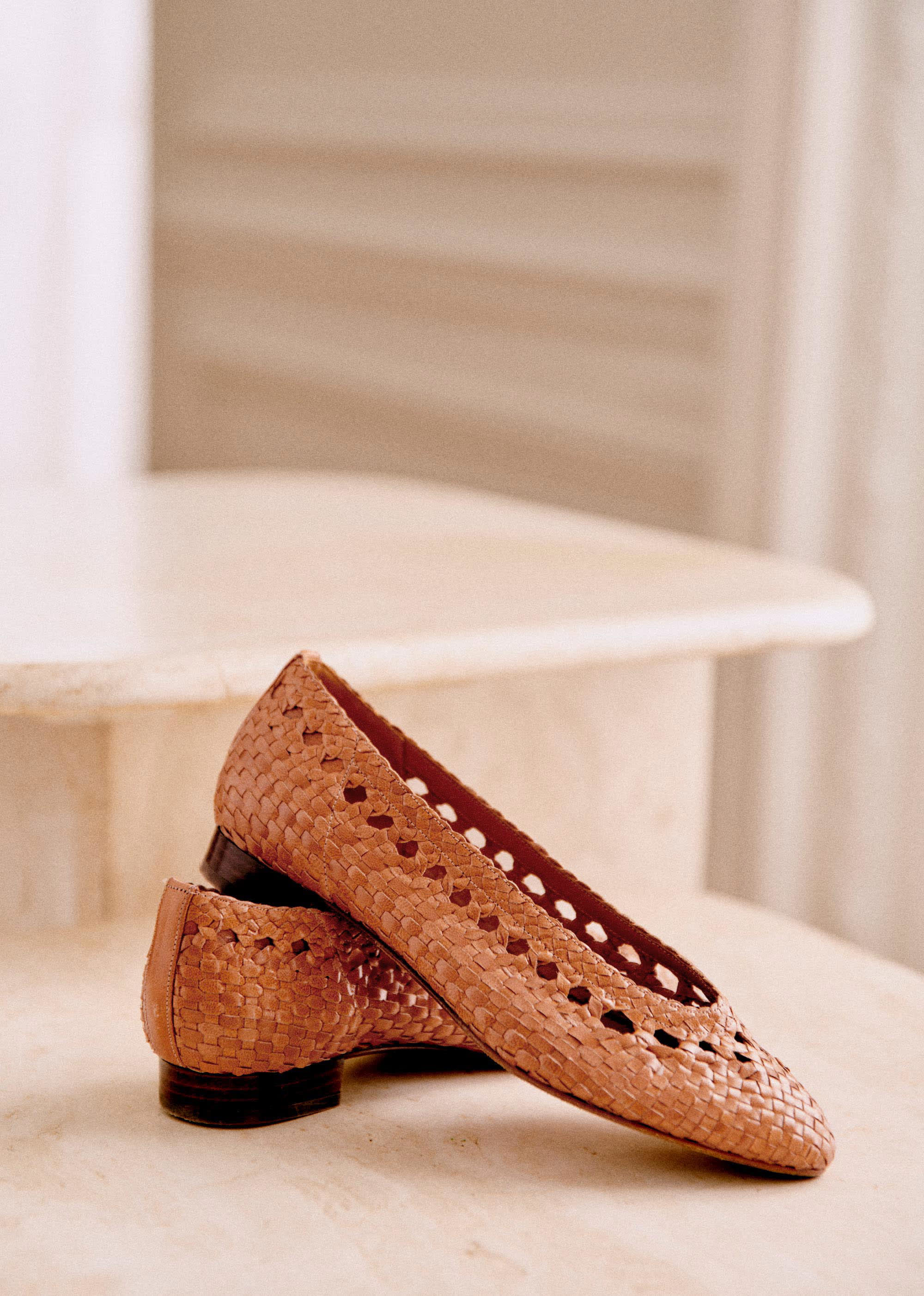 Ballerines Low Anya - Camel lisse tressé - SOULIERS/SOULIERS Babies 5906244