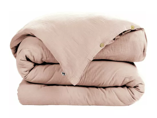 OUREA - Housse de Couette 240x220cm Gaze de Coton Guimauve