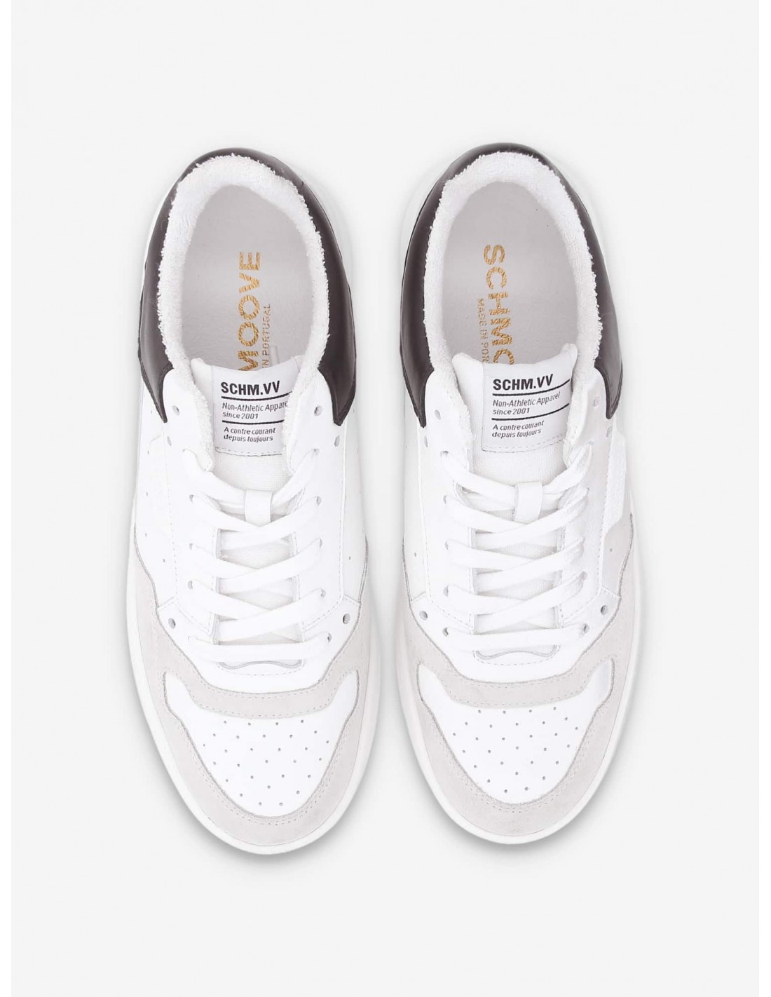 schmoove baskets de ville homme smatch new trainer cuir blanc/noir/gris