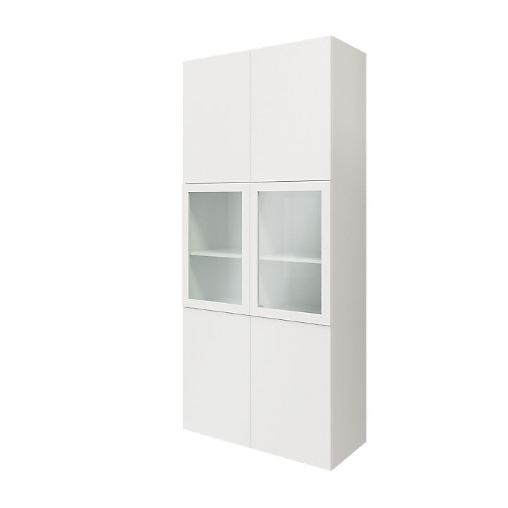 Bibliothèque blanche avec 2 portes vitrées GoodHome Atomia H. 225 x L. 100 x P. 47 cm