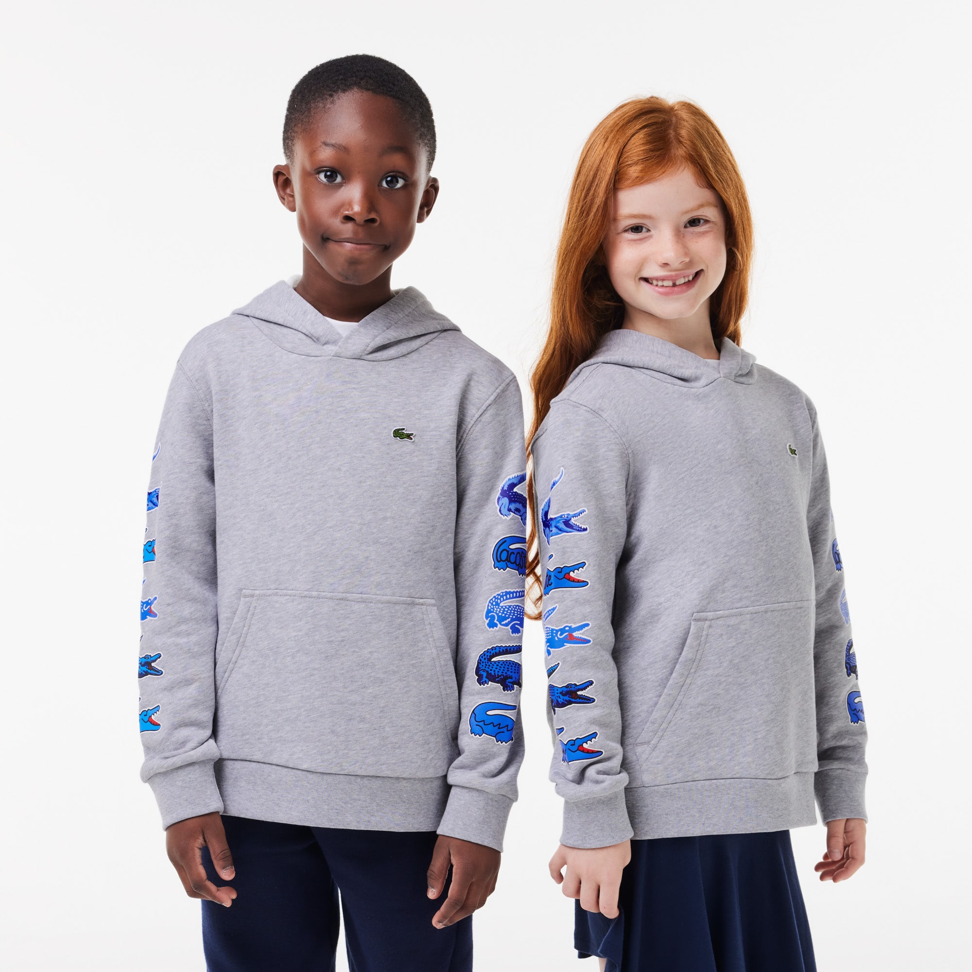 Sweatshirt à capuche avec crocodiles contrastés Pullovers & Sweatshirts - Gris - Lacoste - Enfant