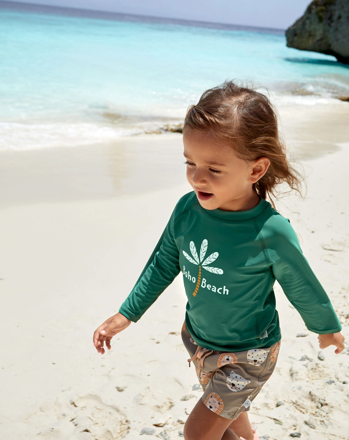 Langarm-Badeshirt PALMS in green