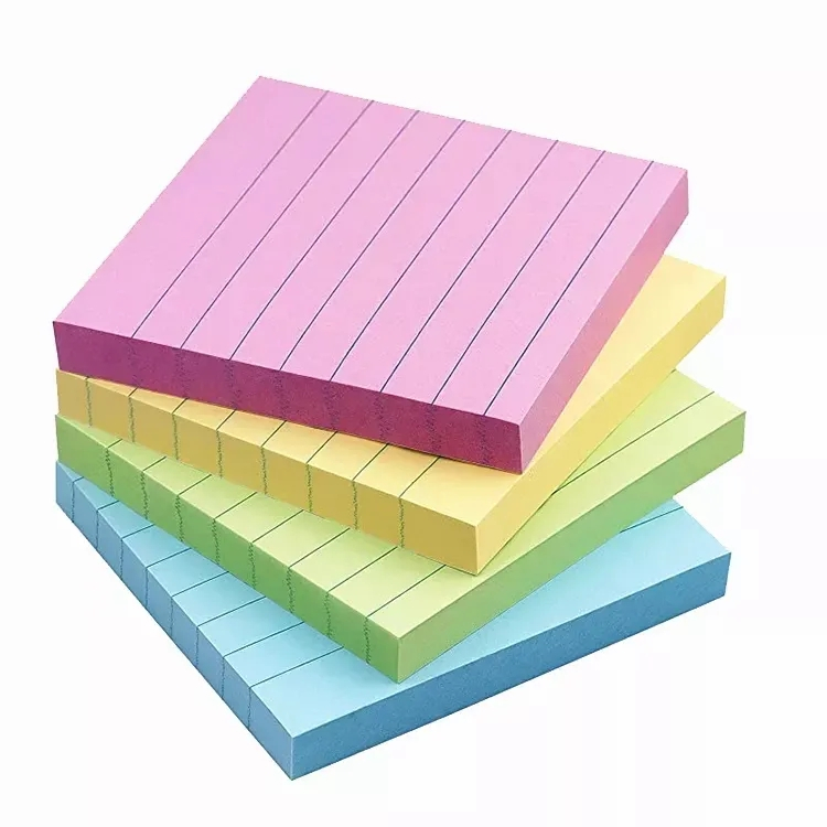 (5er Set) 75x75mm Haftnotizen Sticky Notes Zettelblock Liniert - Assortiert