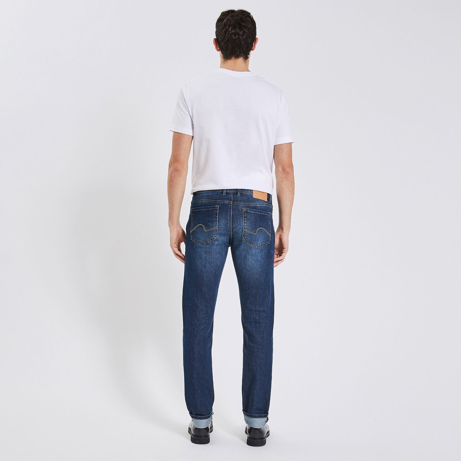 Jean straight en coton et polyester recyclés Bleu