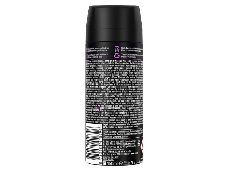 Axe Deo Purple Patchouli 150 ml Deodorant ohne Aluminiumsalze