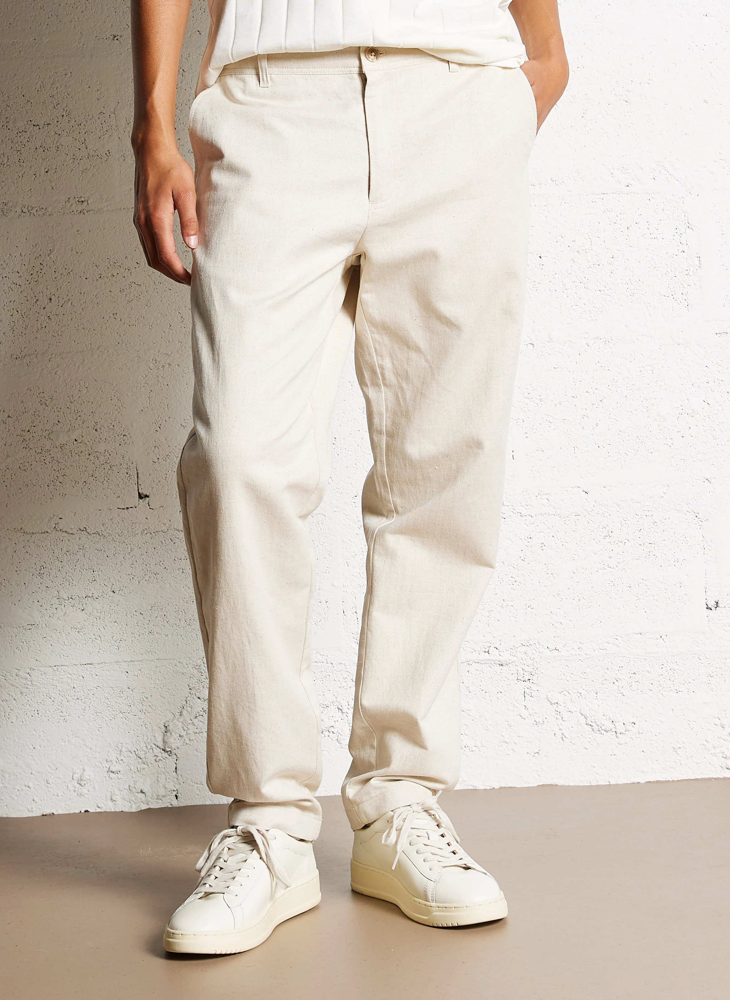 COMO - Pantalon droit en coton et lin | Beige