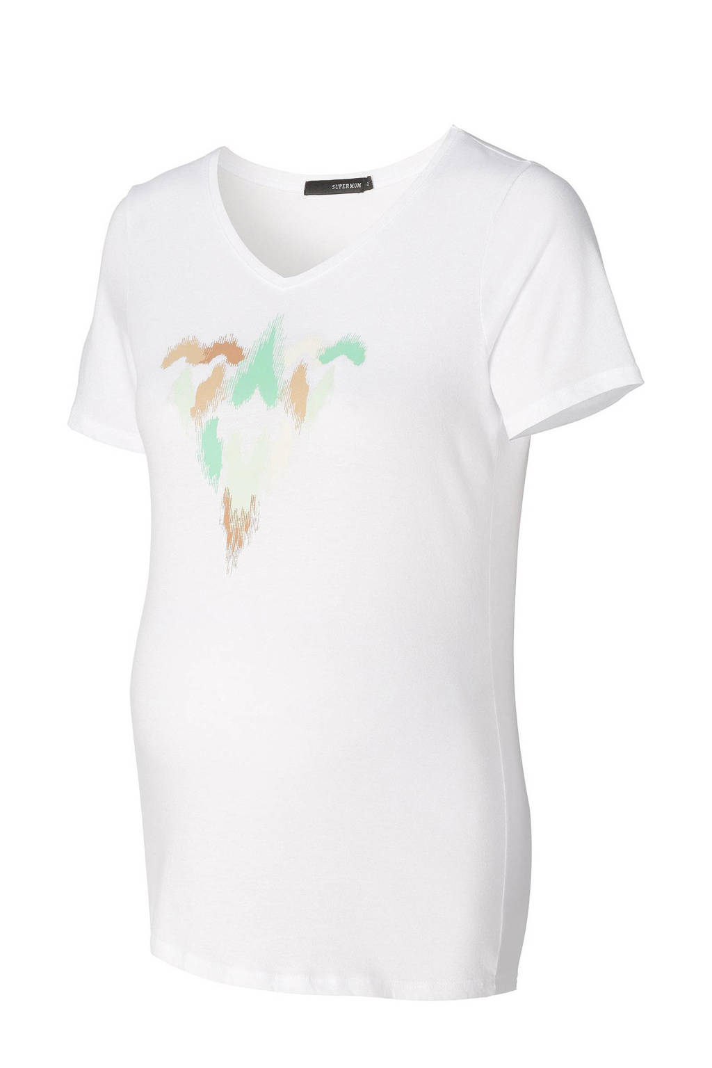 Supermom zwangerschapsshirt Henderson met printopdruk wit