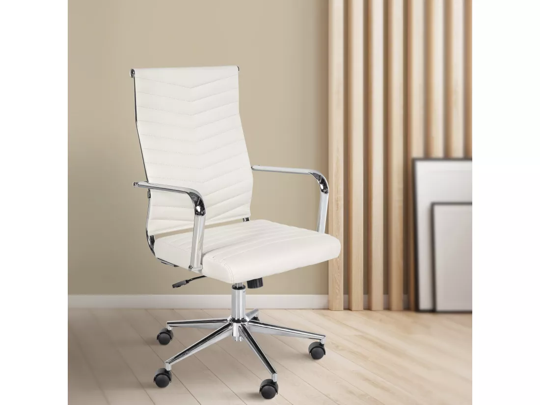 Chaise de bureau - Similicuir - Blanc - Canby