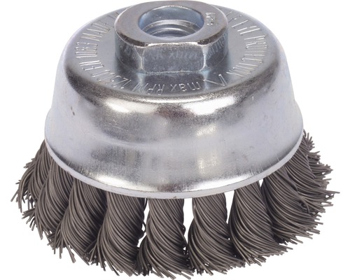 Lessmann gevlochten potborstel Ø 65 mm staaldraad zonder steunring, vlechtdiameter 5 mm