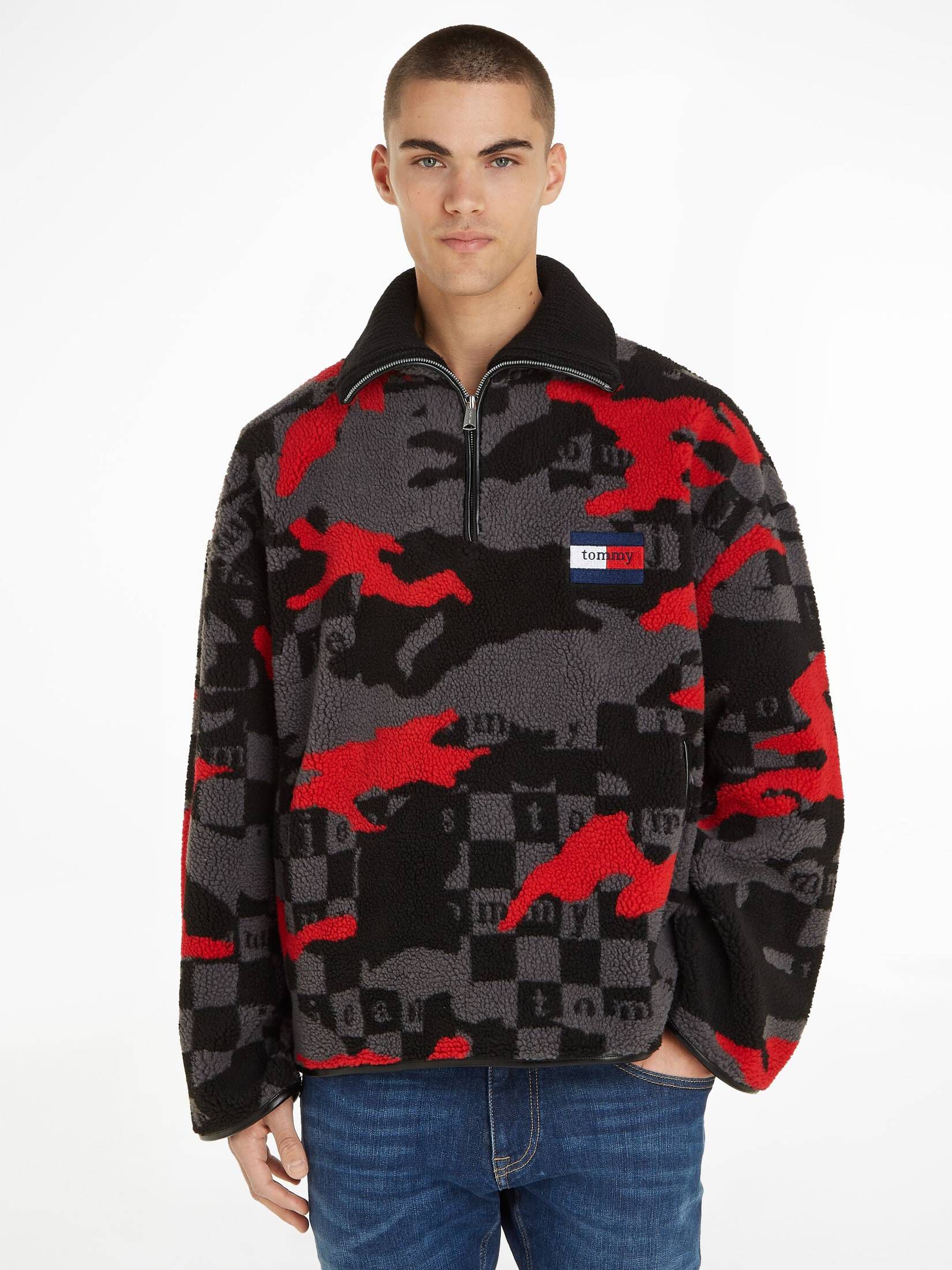 Tommy Jeans| Herren Fleecpullover TJCU POLAR FLEECE ZIPMOCK