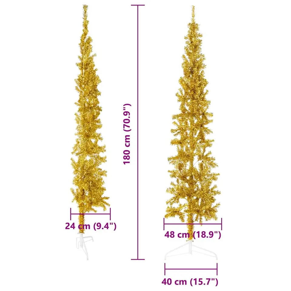 vidaXL - Halve Kunstkerstboom - Goud - 180 cm