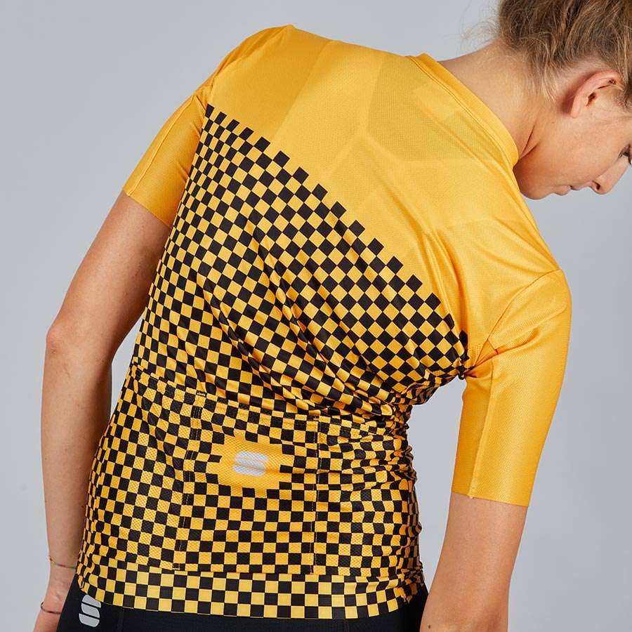 Sportful Checkmate Fietsshirt Korte Mouwen Geel Dames
