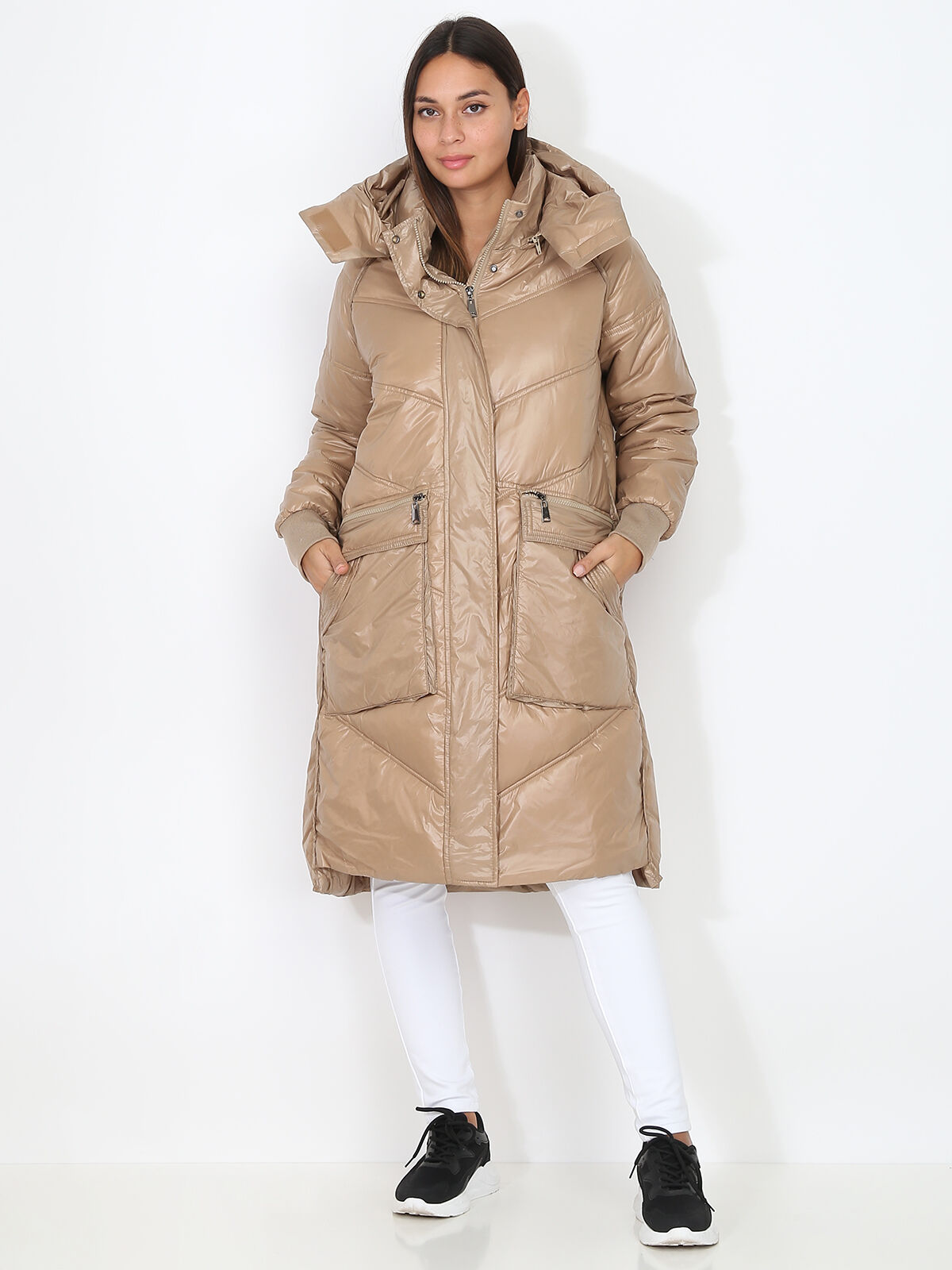 Doudoune oversize matelassée- Taupe