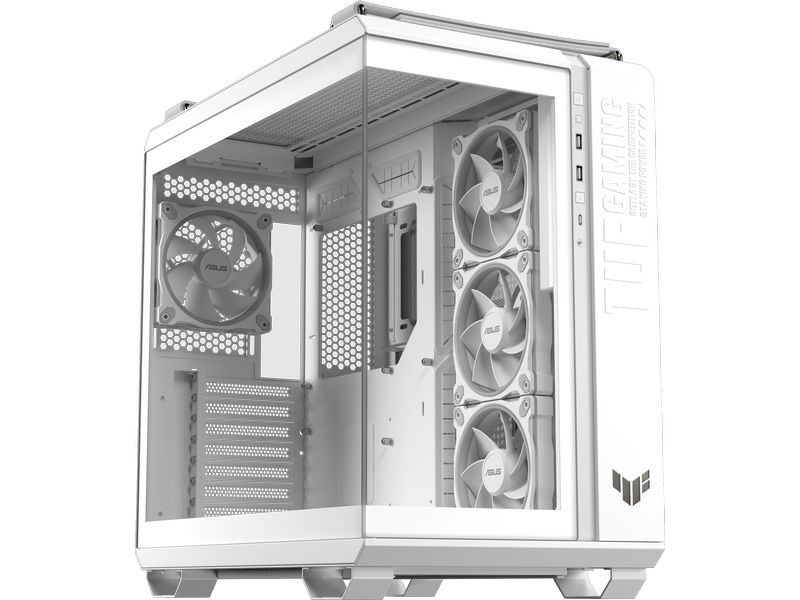 ASUS PC-Gehäuse TUF GAMING GT502 Horizon TG ARGB Weiss Robuster und stylisher Midi-Tower mit gehärtetem Glas, ARGB-Beleuchtung und durchdachtem Kühlkonzept