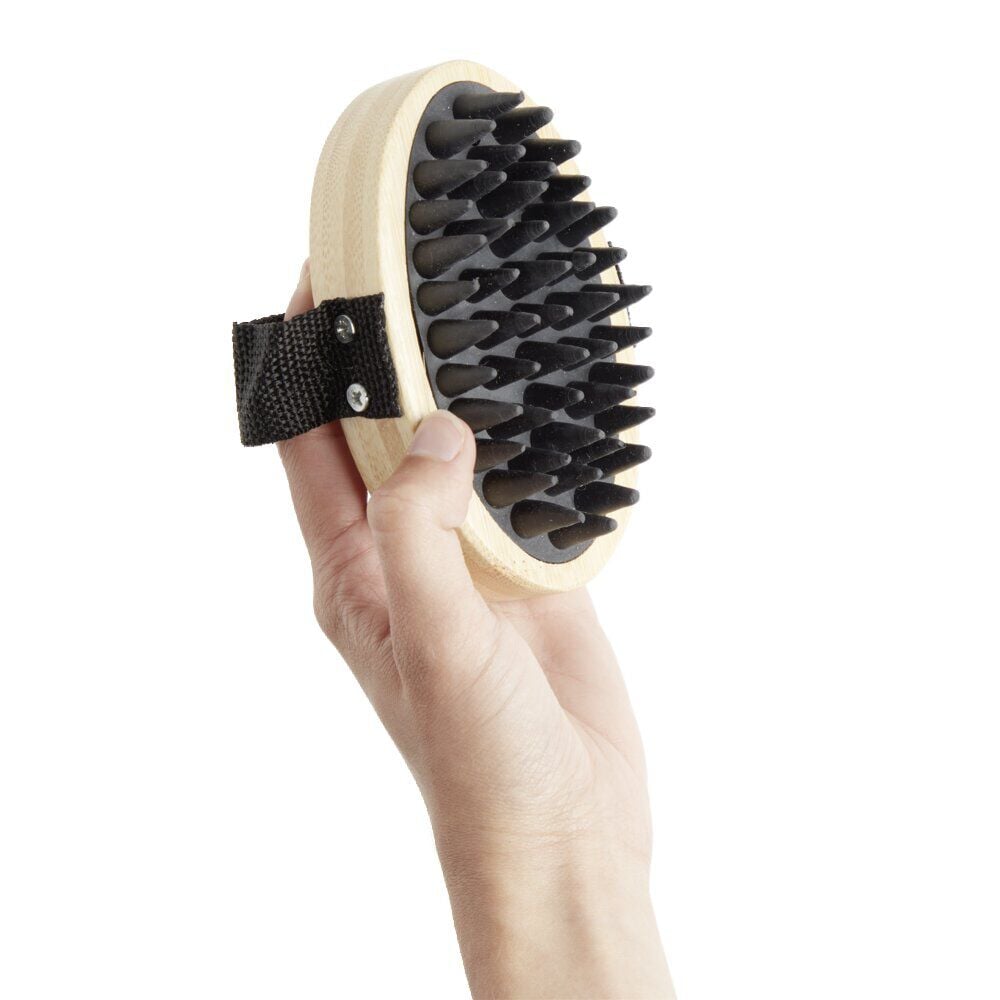 Brosse ovale pour animaux en bambou