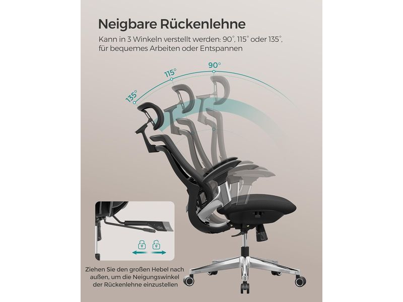 Songmics Bürostuhl mit Armlehnen und Fusskreuz Bequemer und robuster Schreibtischstuhl