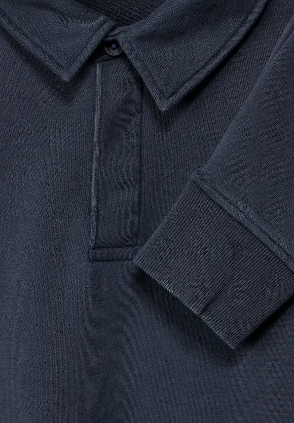 Gewaschenes Polo Sweatshirt - night blue