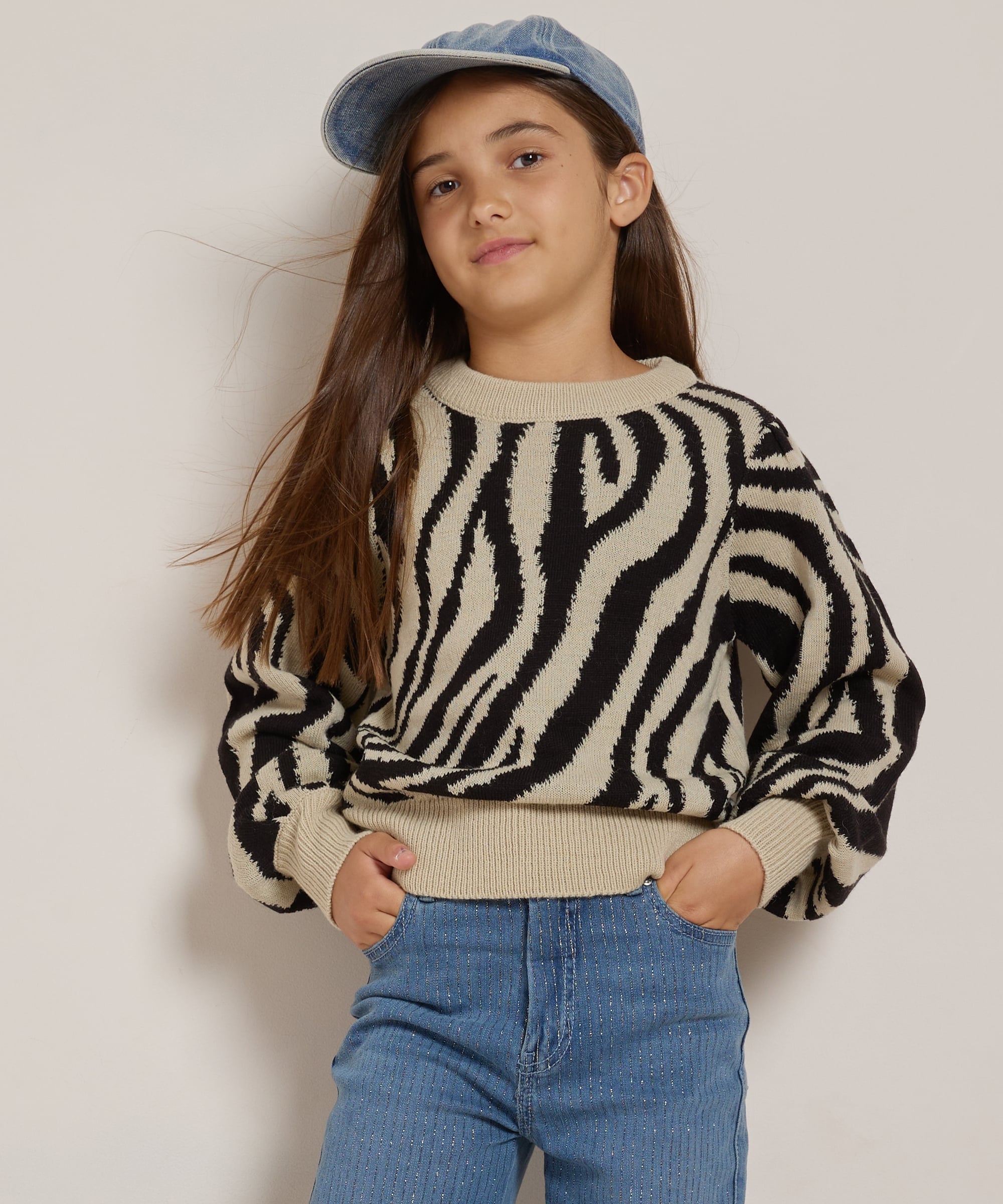jacquard trui zebradessin