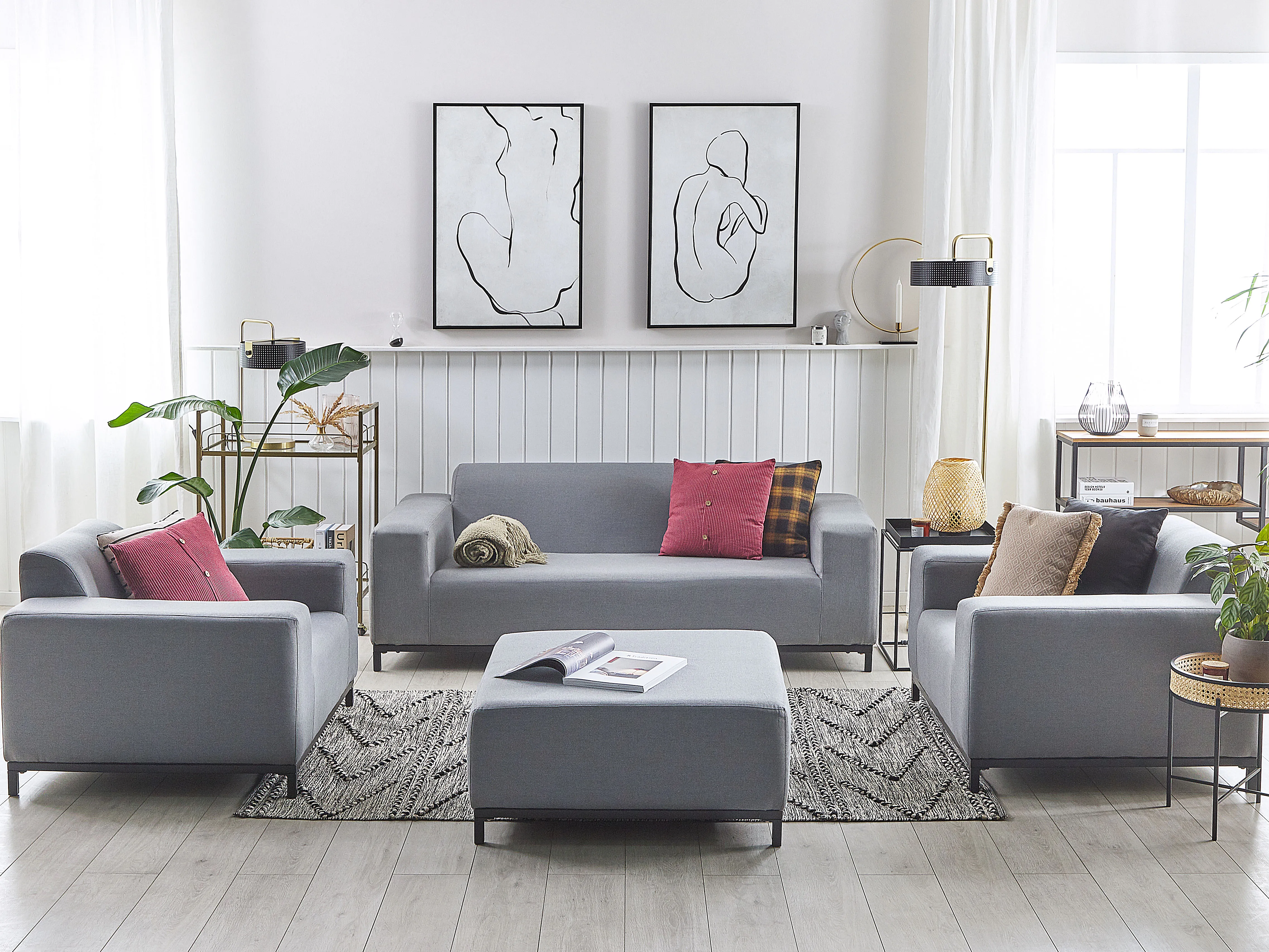 Loungeset met tafel 5-zits ROVIGO Grijs