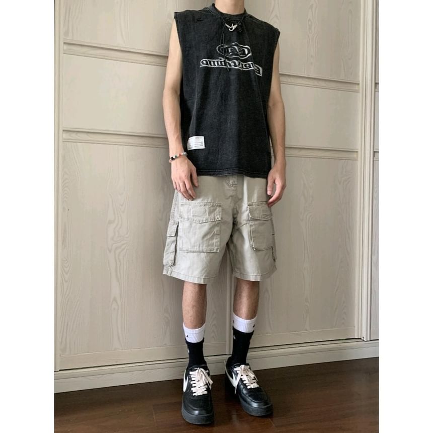 Nightbell - Mid Rise Plain Cargo Shorts