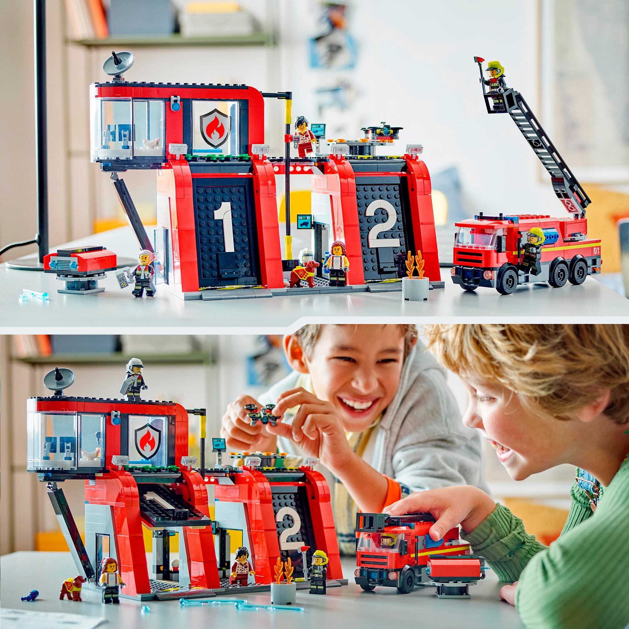 LEGO Konstruktionsspielzeug City Feuerwehrstation mit Drehleiterfahrzeug