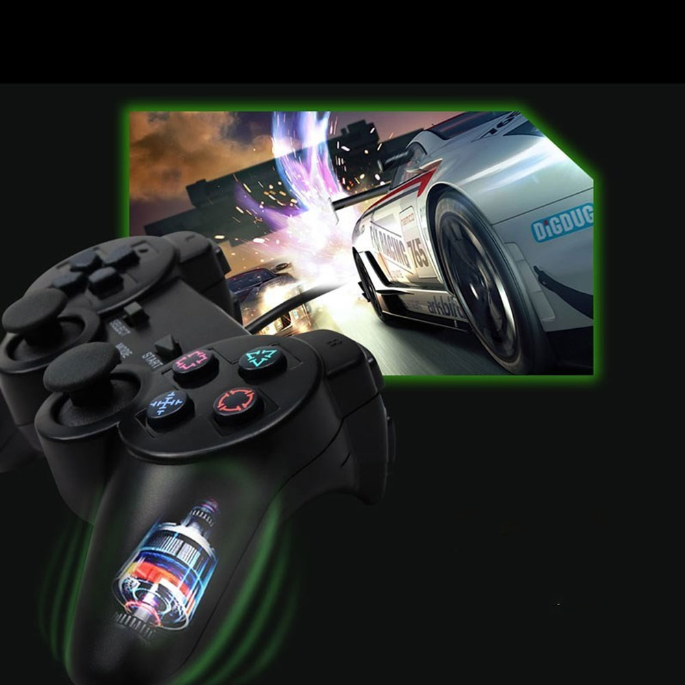 Doubleshock 2 Kabelgebundener Game Controller für Sony PlayStation 2 PS2 / PS1 - Schwarz