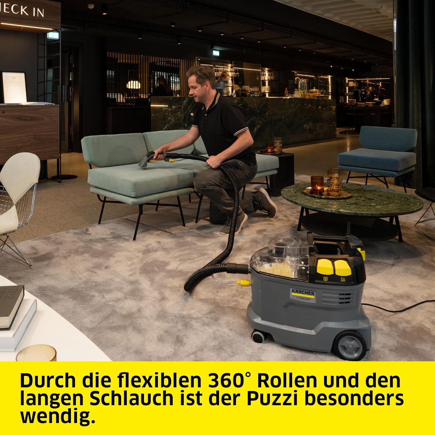 Kärcher Waschsauger Puzzi 8/1, leistungsstark, für die Reinigung von Polstern, Fleckentfernung auf textilen Flächen, inkl. ergonomischer, kurzer Polsterdüse